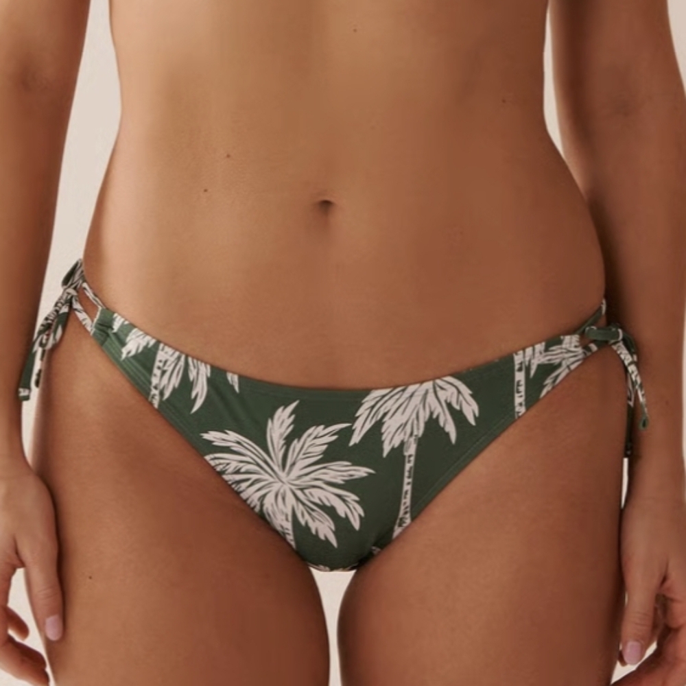 Aqua La Vie en Rose. 'KHAKI PALM' Side-Tie Bikini Bottom. Size Small.